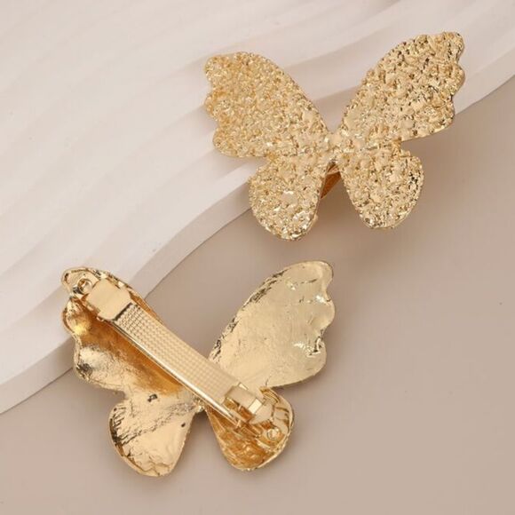 Simply Chrisel Sparkly Gold Bow & Butterfly Hair Clip/Barrette. NWOT - Picture 3 of 13